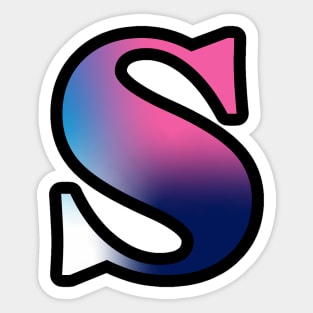 Capital Letter S Monogram Gradient Pink Blue White Sticker